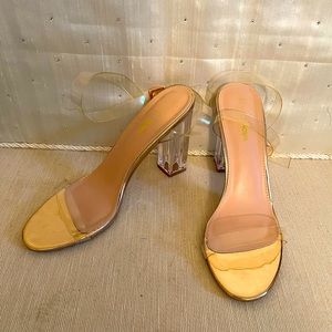 Fashion Nova Nude block heels